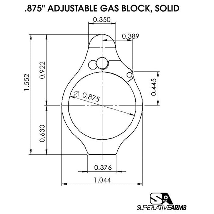 AR-15 Solid Adjustable Gas Block - 850011846483