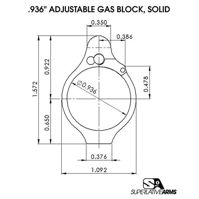 AR-15 Solid Adjustable Gas Block - 850011846520