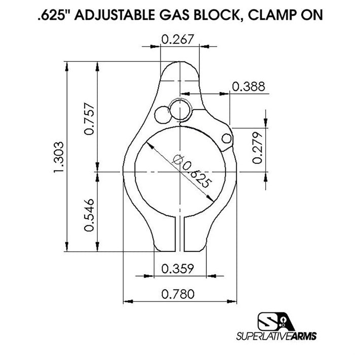 AR-15 Clamp-On Adjustable Gas Block - 850011846384