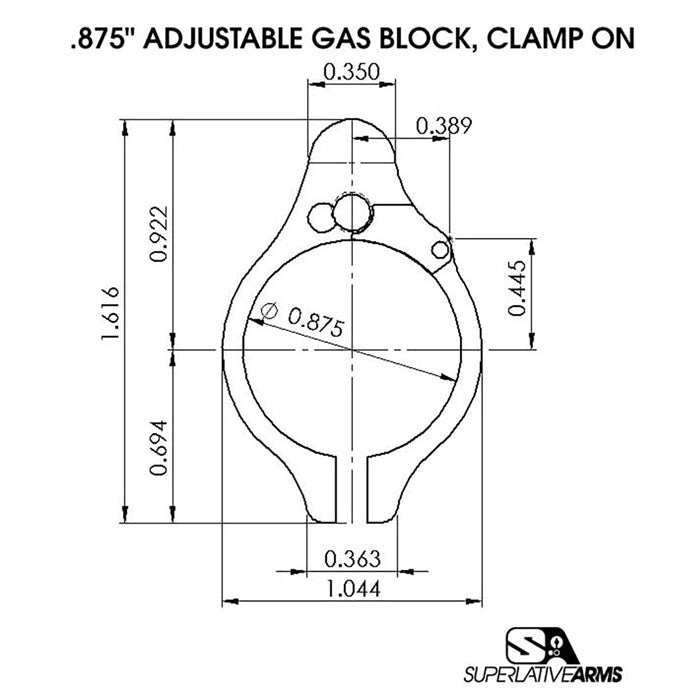AR-15 Clamp-On Adjustable Gas Block - 850011846469