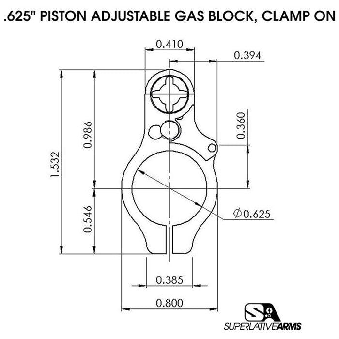 AR-15 Right Hand Adjustable Piston System 0.625" Clamp Block