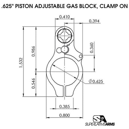 AR-15 Right Hand Adjustable Piston System 0.625" Clamp Block