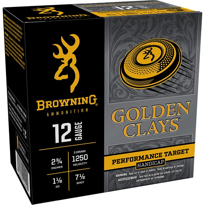 GOLDEN CLAYS 12GAUGE 2-3/4" 1-1/8OZ#7.5 SHOT 1250 FPS 25/BOX