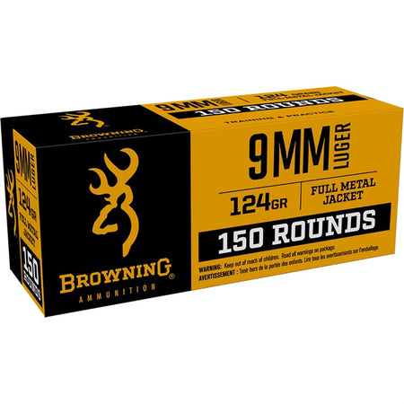 Browning 9mm Luger / Parabellum Handgun Ammo Training & Practice Value pack Full Metal Jacket FMJ 124 grain 