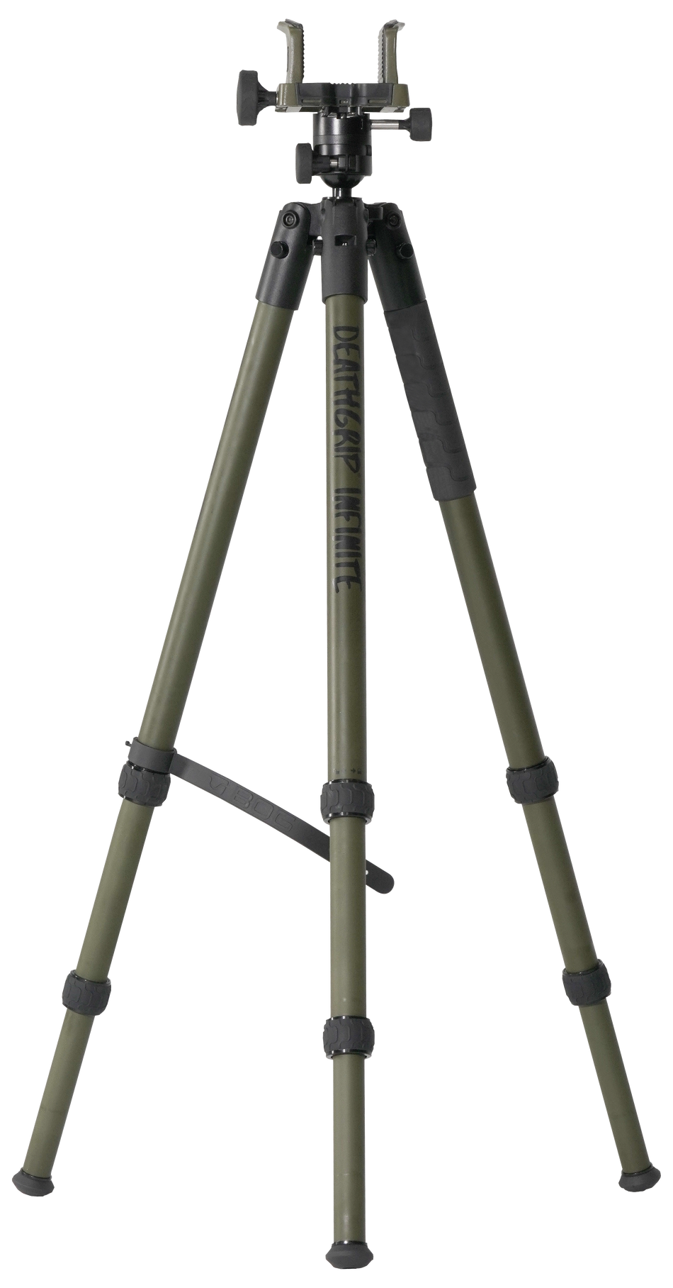 Bog-Pod 1159188 DeathGrip Infinite Tripod, Aluminum with Black/OD Green Finish, Ball Head Mount, Hybrid Foot & DeathGrip Clamping System