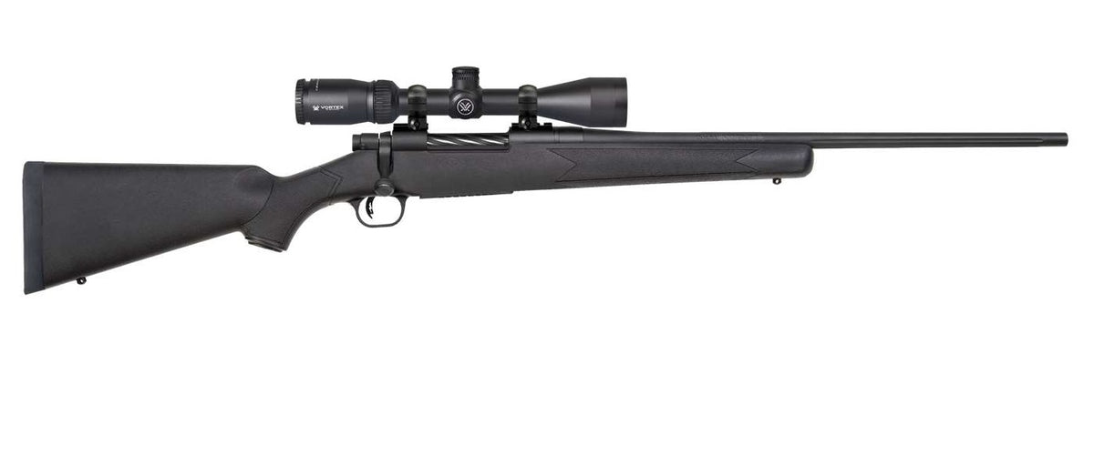 Mossberg 28053 Patriot 7mm-08 Rem Rifle - 22" Fluted Barrel, Matte Blued Finish, Black Synthetic Stock, Right Hand, w/ Vortex Crossfire II 3-9x40mm Scope