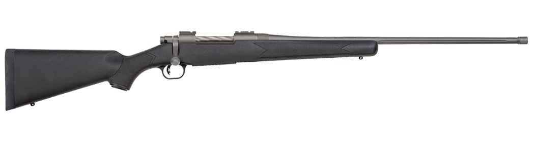 Mossberg 28135 Patriot Full Size 300 Win Mag 3+1 24" Stainless Cerakote Fluted Barrel, Stainless Cerakote Receiver Drilled & Tapped, Black Fixed Synthetic Stock, Right Hand