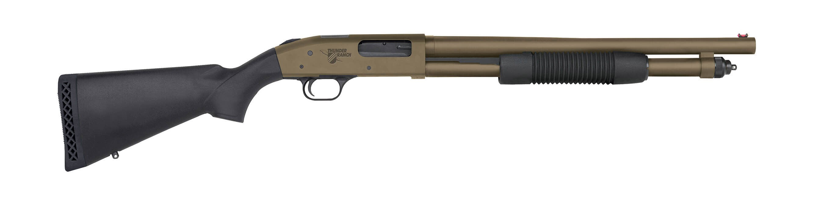 Mossberg 50781 590 Thunder Ranch 12 Gauge 5+1 3" 18.50" Cylinder Bore, Patriot Brown Barrel/ Optic Cut Rec, Black Synthetic Furniture, Fiber Optic Sight
