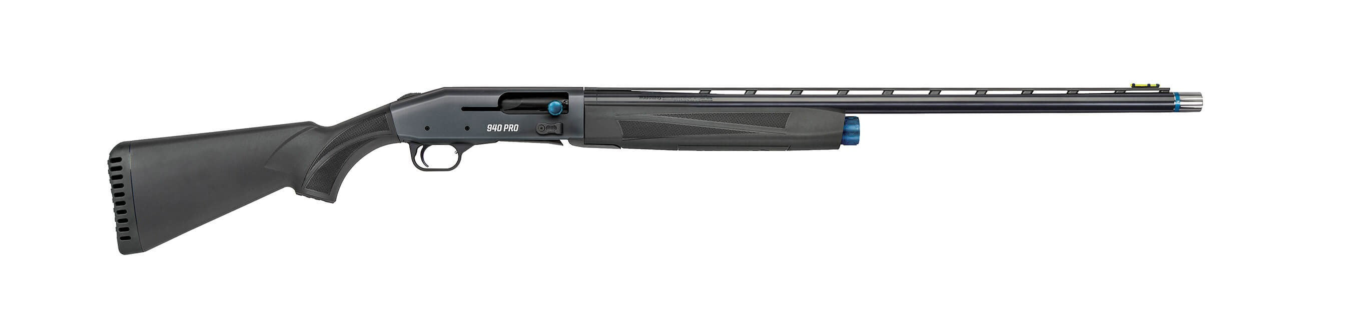 Mossberg 85159 940 Super Bantam Full Size 12 Gauge Semi-Auto 3" 4+1 26" Matte Blued Vent Rib Barrel, Tungsten Gray w/Blue Accents Stainless Steel Receiver, Adjustable Black Synthetic Stock, Right Hand