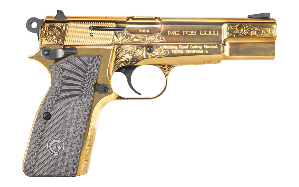 Girsan MC P35 9mm Gold-Finish Pistol, 15+1 Capacity, 4.87" Barrel, G10 Grips