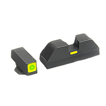 Glock 17/19/22/23 CAP Iron Sight Set - Tritium Green Lamp w/ Square Outline, Painted Bar Rear