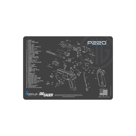 SIG Sauer P220 Handgun Schematic ProMat 17x12 Inch Gray