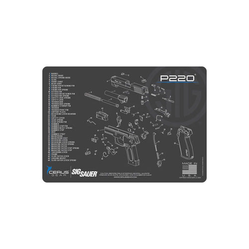 SIG Sauer P220 Handgun Schematic ProMat 17x12 Inch Gray