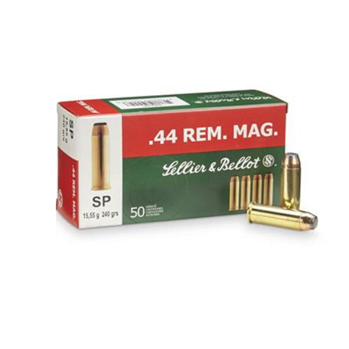 Sellier and Bellot .44 Magnum Handgun Ammo  Semi Jacketed Soft Point JHP 240 grain 