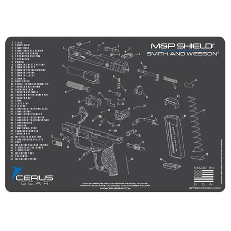 Cerus Gear S&W M&P Shield Schematic Handgun Mat - Gray/Blue
