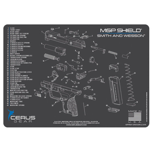 Cerus Gear S&W M&P Shield Schematic Handgun Mat - Gray/Blue