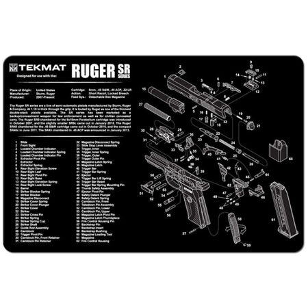 TekMat Ruger SR9/SR40 Neoprene Cleaning Mat 11x17