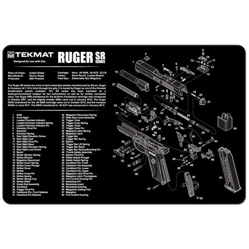 TekMat Ruger SR9/SR40 Neoprene Cleaning Mat 11x17