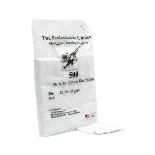 100% Cotton Knit Square Patches for 12, 16 & 20 Gauge Shotguns, 500 Pack