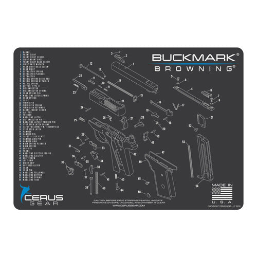 Cerus Gear Browning Buck Mark Schematic Handgun Mat - Char Gray