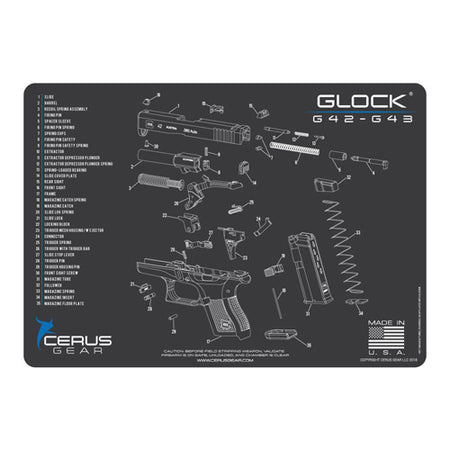 Cerus Gear Glock 42/43 Schematic Handgun Mat - Char Gray