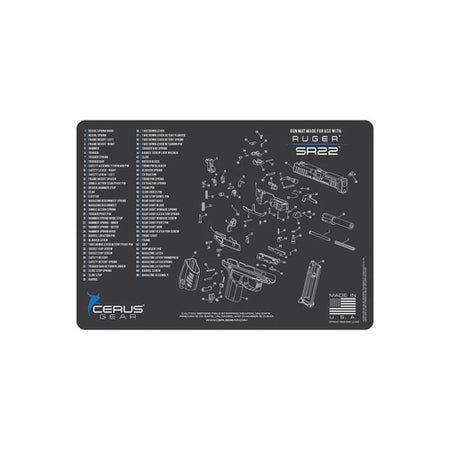 Cerus Gear Ruger SR22 Schematic Handgun Mat - Gray 12x17