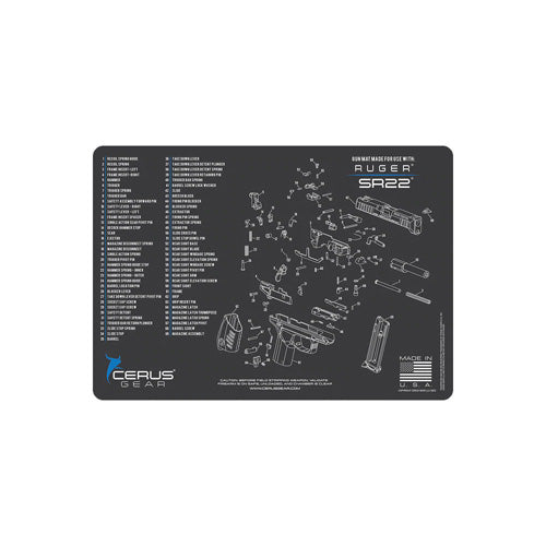 Cerus Gear Ruger SR22 Schematic Handgun Mat - Gray 12x17
