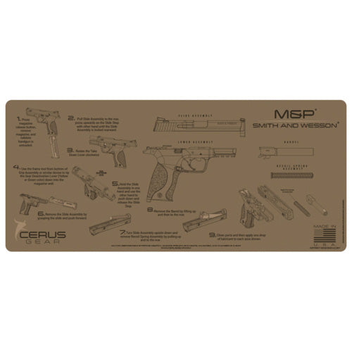 S&W M&P Instructional Gun Cleaning Mat Coyote Tan 12x27 Inch
