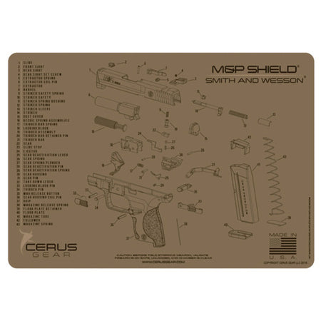 Cerus Gear S&W M&P Shield Schematic Handgun Mat - Coyote