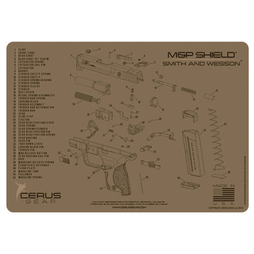 Cerus Gear S&W M&P Shield Schematic Handgun Mat - Coyote