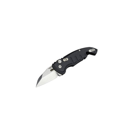 Microtech A01-Microswitch Automatic Knife 1.95in Wharncliffe Tumbled Finish Black Frame