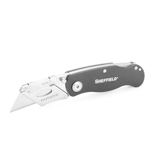 Sheffield Ultimate Lock Back Utility Knife Black Quick Change Mechanism Aluminum Handle
