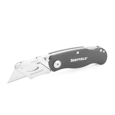 Sheffield Ultimate Lock Back Utility Knife Black Quick Change Mechanism Aluminum Handle