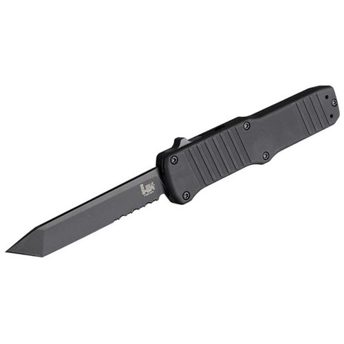 HK Hadron Double Action OTF Automatic Knife - 3.375" Tanto Black PVD