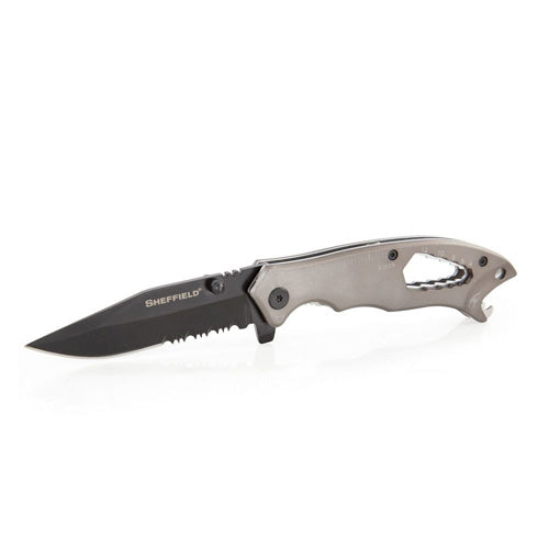 Sheffield Mechan 9-in-1 Alloy Series 3in Drop Point Folder Knife with Wrench Set