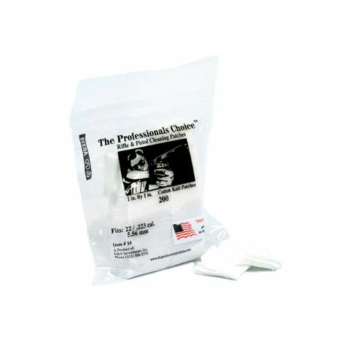 100% Cotton Knit Square Patches for .22/.223/5.56mm Firearms, 200 Pack