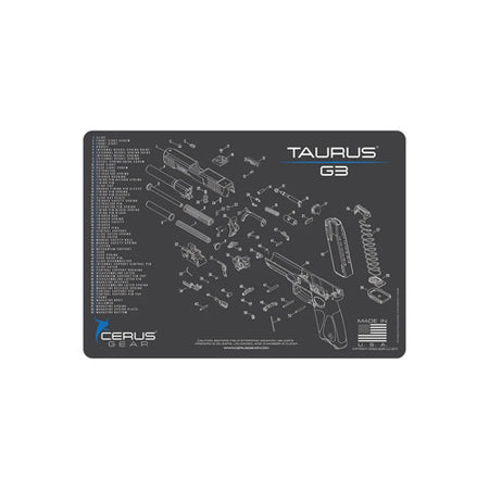 Cerus Gear Taurus G3 Schematic Handgun Mat - Char Gray