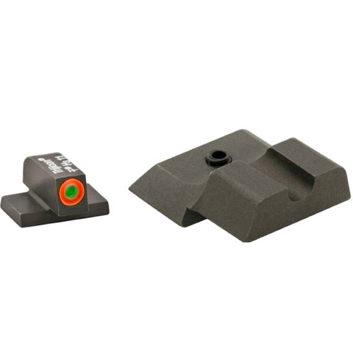Ameriglo Hackathorn S&W M&P Shield Sight Set Green Front Orange Outline Black Serrated Rear