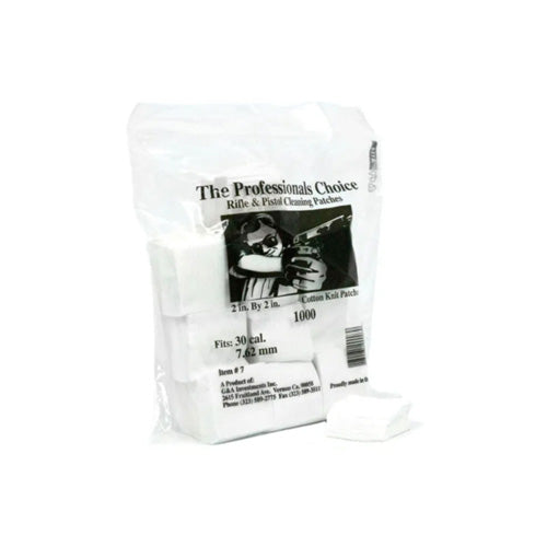 100% Cotton Knit Square Patches for .30/7.62mm Rifles and Pistols, 1000 Pack