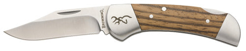 Browning Sage Creek Small Folder Knife with Zebra Wood Handle Clip Point Blade