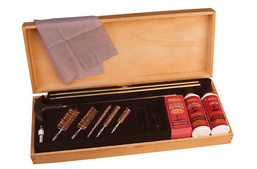 Deluxe Universal Firearm Cleaning Kit for Rifles, Pistols & Shotguns, Wood Case