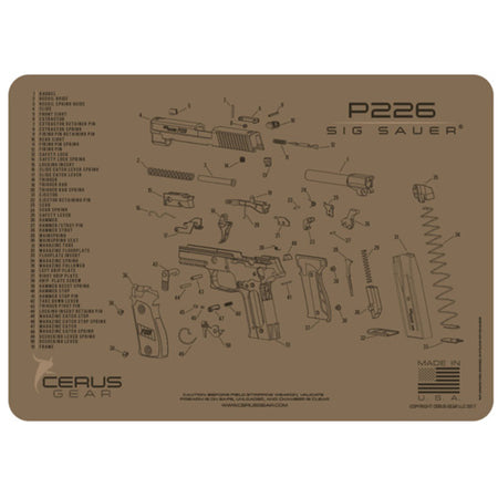 Cerus Gear Sig P226 Schematic Handgun Mat - Coyote