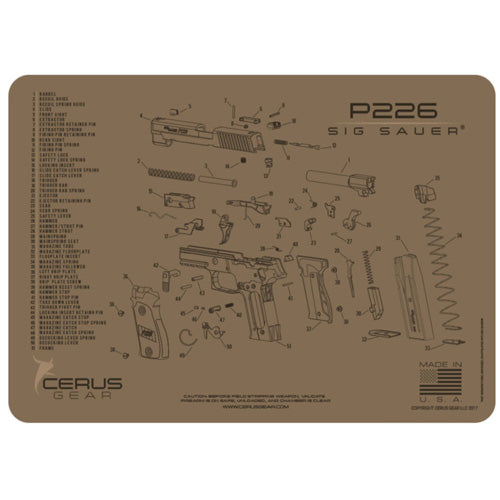 Cerus Gear Sig P226 Schematic Handgun Mat - Coyote