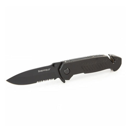 Sheffield Moab Alloy Series 3.5in Auto Emergency Folder Knife Glass Breaker Belt Cutter