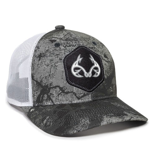 Realtree WAV3 Fishing Cap Mirage Grey White Structured Mesh