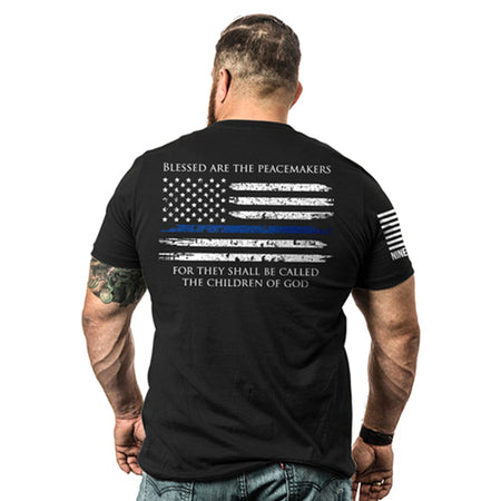 Men's Thin Blue Line Patriotic Graphic Tee Black Small Nine Line