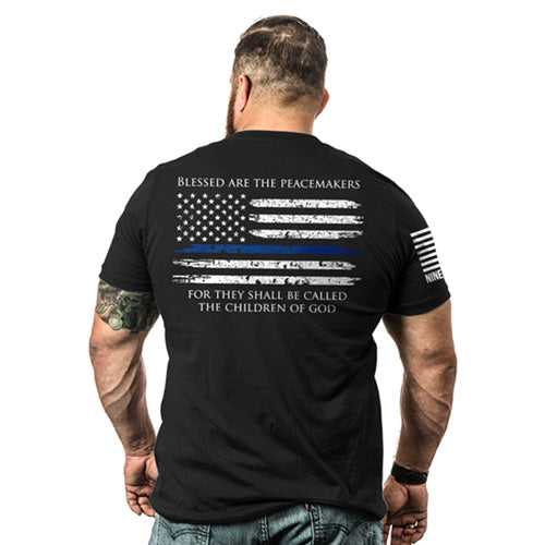 Men's Thin Blue Line Patriotic Graphic Tee Black Small Nine Line
