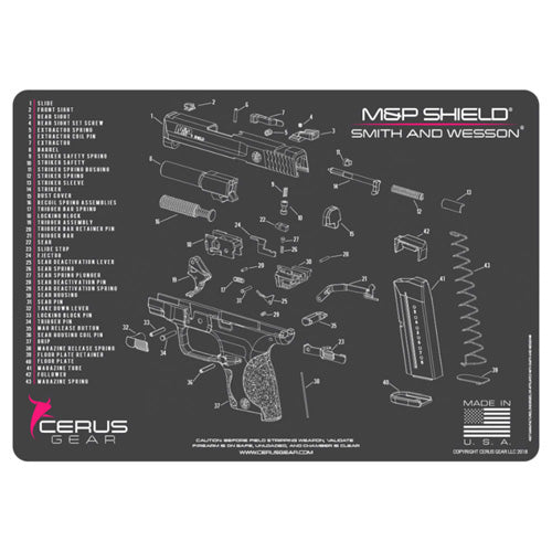 Cerus Gear S&W M&P Shield Schematic Handgun Mat - Pink