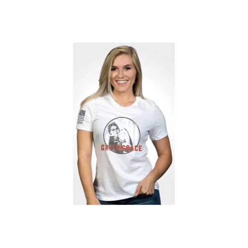 Women's Grit and Grace Patriotic Relaxed Tee White XL Nine Line