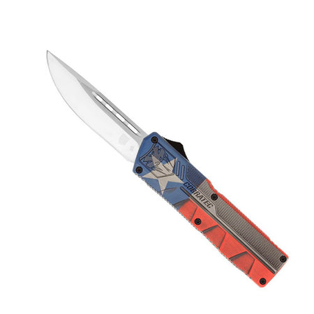 CobraTec Texas Flag Lightweight OTF Knife Drop Point Plain Edge